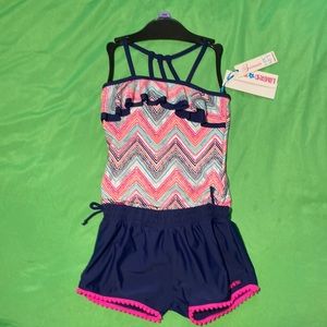 NWT Limited Too Girls Bathing Suit and Shorts Set